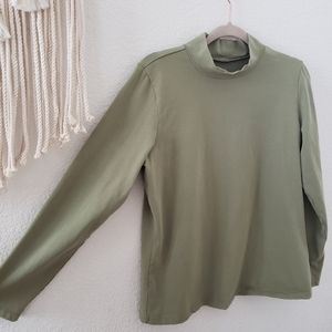 Sage Green Mock Neck Long Sleeve T-shirt